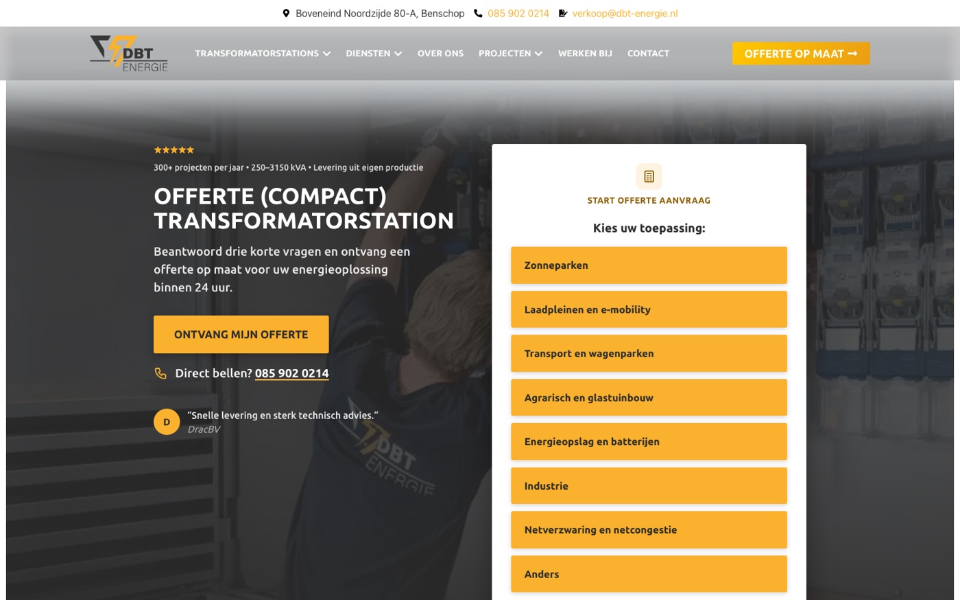 B2B quote funnel for DBT-Energie