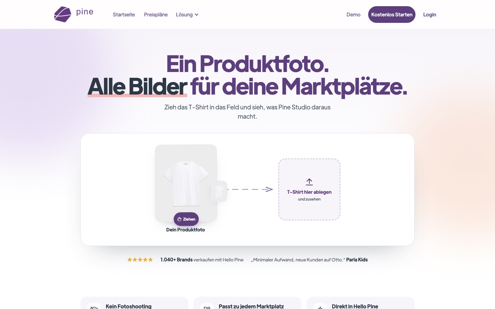 Interactive landing page Pine Studios for Hello Pine